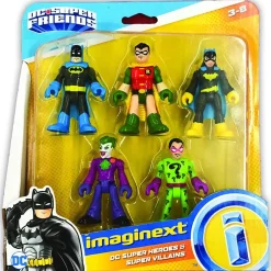 Brand new โค๏ธ Fisher Price DC Super Friends Imaginext Batman, Robin, Batgirl, Joker & Riddler 3-Inch Figure 5-Pack ๐