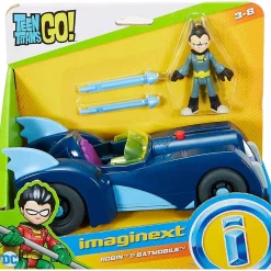 Budget 🔥 Fisher Price Teen Titans Go! Imaginext Robin & Batmobile 3-Inch Figure Set 💯