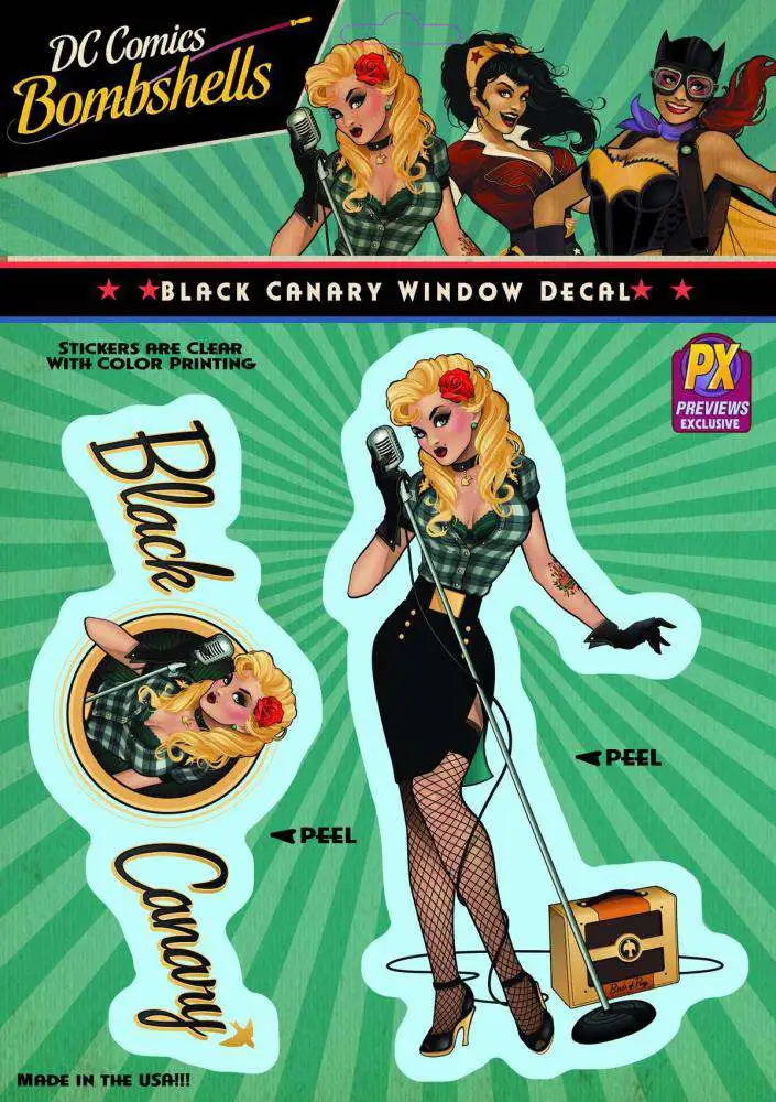 Promo ๐ DC Bombshells Black Canary Exclusive Vinyl Window Decal ๐งจ 3 Promo ๐ DC Bombshells Black Canary Exclusive Vinyl Window Decal ๐งจ