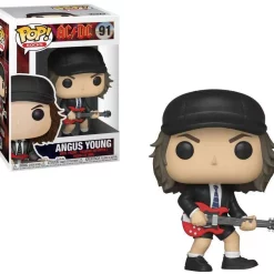 Promo 🥰 Funko AC/DC POP! Rocks Angus Young Vinyl Figure #91 [Black Hat, Regular Version, Damaged Package] ⭐