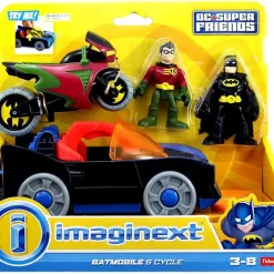Outlet ❤️ Fisher Price DC Super Friends Imaginext Batmobile & Cycle 3-Inch Figure Set [With Batman and Robin!] 🧨