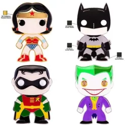 Buy ❤️ Funko DC Classic POP! Pin Batman, Robin, Wonder Woman & Joker Set of 4 Large Enamel Pins 😍